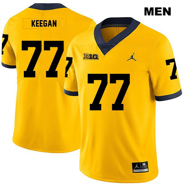 Men's NCAA Michigan Wolverines Trevor Keegan #77 Yellow Jordan Brand Authentic Stitched Legend Football College Jersey WK25C26SU